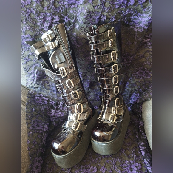 Hot Topic Platform Buckle Boots Goth Punk Demonia Club Rave - Picture 2 of 10